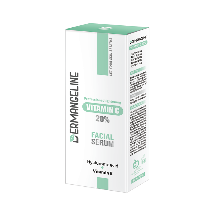 سرم روشن کننده حاوی 20% ویتامین سی درم انجلین جعبه